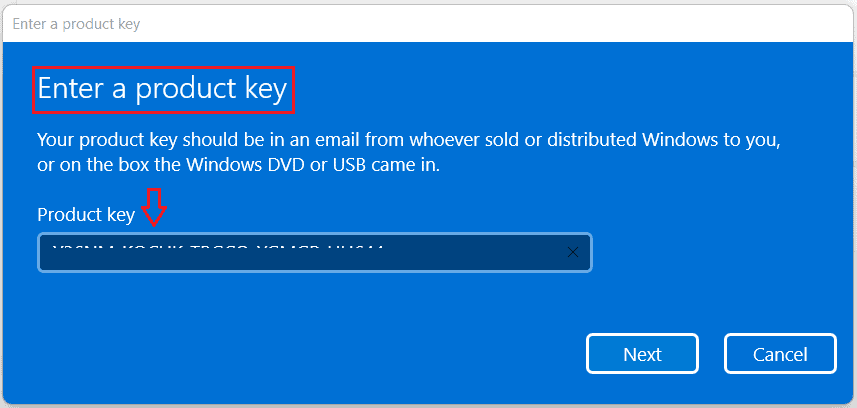 Enter a product key – Activate Windows 11 with Product Key