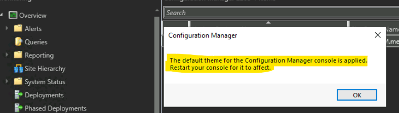 Enable Dark Theme for SCCM Console