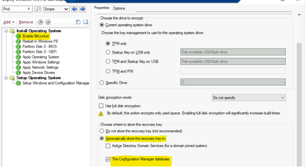 Escrow BitLocker recovery password to SCCM DB during Task Sequence