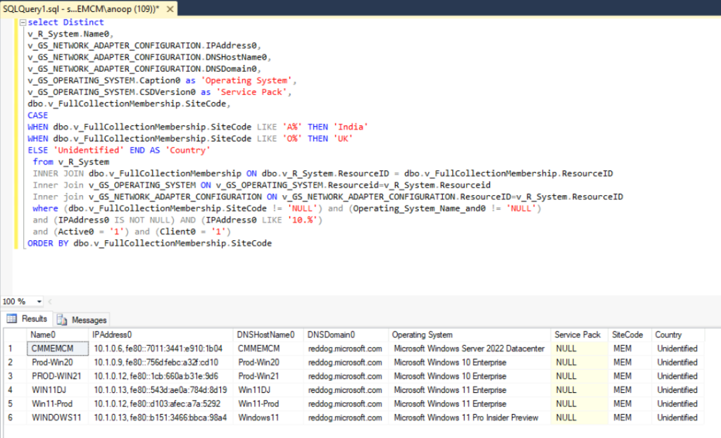 SCCM SQL Query to Find Out OS Details with Site Code Country - Fig.3