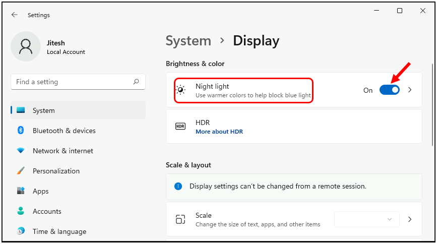 How to Turn On Night Light in Windows 11