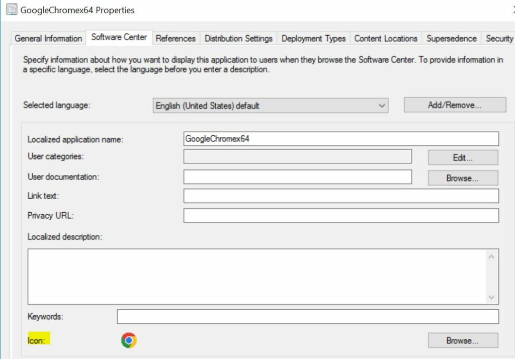 GoogleChromex64 Application properties – Create SCCM Application Deployment using PowerShell 5