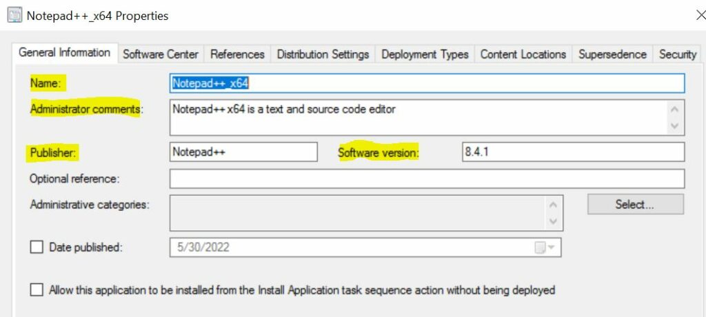 Notepad++ Application properties – Create Script Deployment Type Using PowerShell for SCCM EXE Application 4