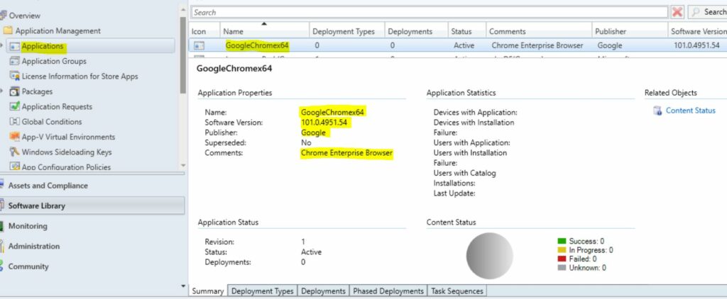 GoogleChromex64 Application details – Create SCCM Application Deployment using PowerShell 3