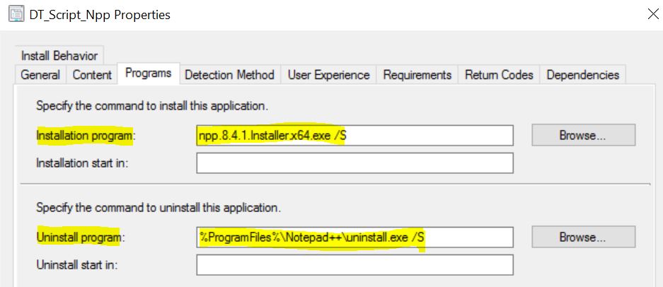 DT_Script_Npp properties – Create Script Deployment Type Using PowerShell for SCCM EXE Application 11