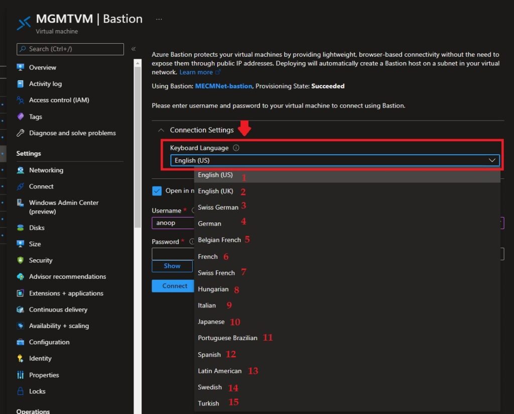 Azure Bastion Locales keyboard Layout Connection Settings Available Now 3