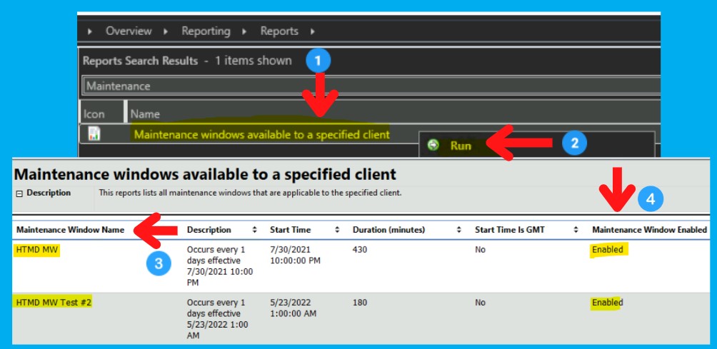 Create SCCM Maintenance Windows for Clients Reports 8