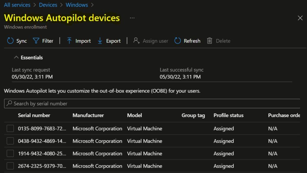 Windows Autopilot Devices - Export Windows Autopilot Device in Intune 2