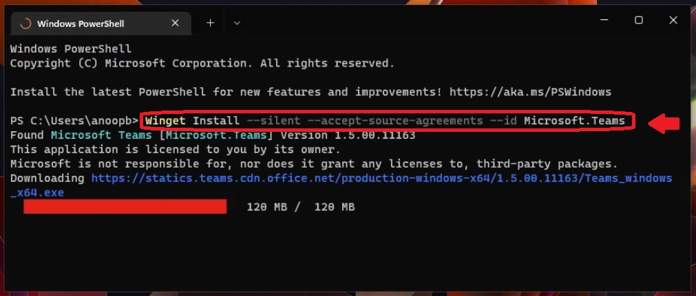 Install Microsoft Teams App from Windows 11 Microsoft Store - Using WinGet 6