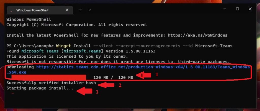 Install Microsoft Teams App from Windows 11 Microsoft Store - Using WinGet 7