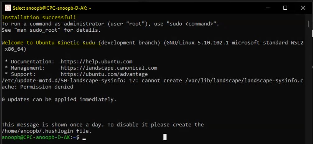 Install Ubuntu Terminal Environment on Windows 11 from Microsoft Store 23exit