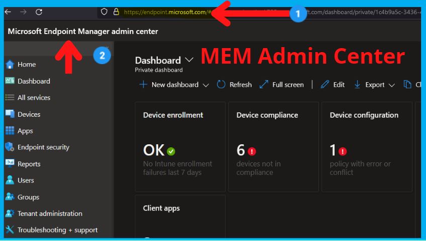 Endpoint Manager, Security Manager Dashboard