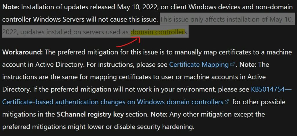 Known Issue with Domain Controller Servers After Installing May 2022 Cumulative Patch