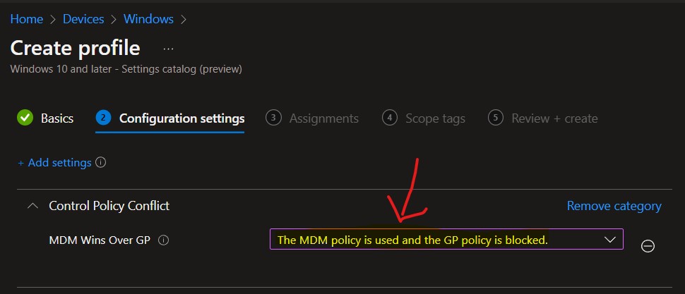 MDM wins over GPO Group Policy Vs Intune Policy 13