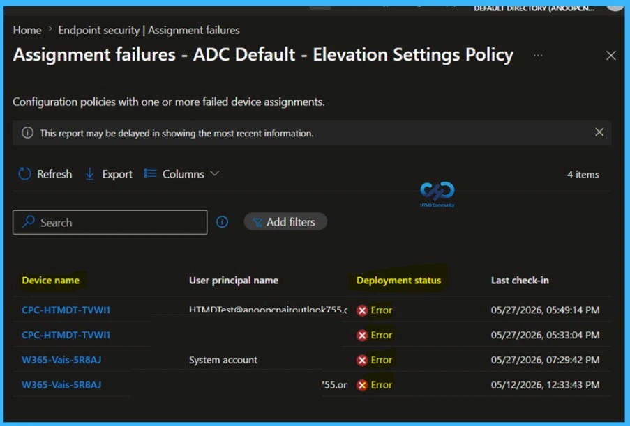 Monitor Intune Policy Deployment Errors using Assignment Failures Report -Fig.3