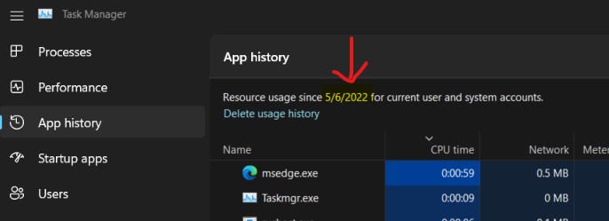 How to Delete Usage History Data of Apps using Windows 11 Task Manager