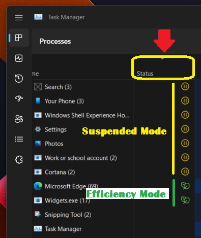 New Windows 11 Task Manager Features Efficiency Mode 7  Efficiency Mode Vs Suspended Mode