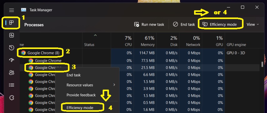 How to Disable or Enable Efficiency Mode for Windows 11 Apps 1