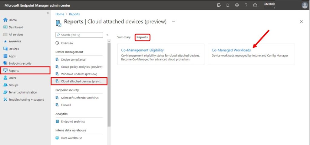 SCCM Co-Management Workload Reports from Intune Portal 1