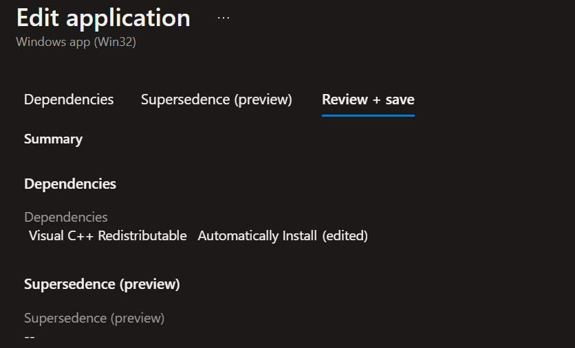 Review Summary - Intune Win32 App Dependencies Deployment 6