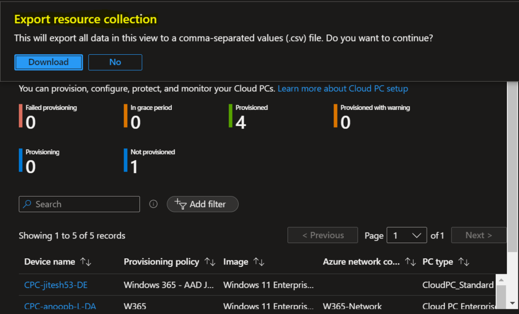 How To Export Windows 365 Cloud PC Names 5 Export Cloud PCs - Export Windows 365 Cloud PC Names 5