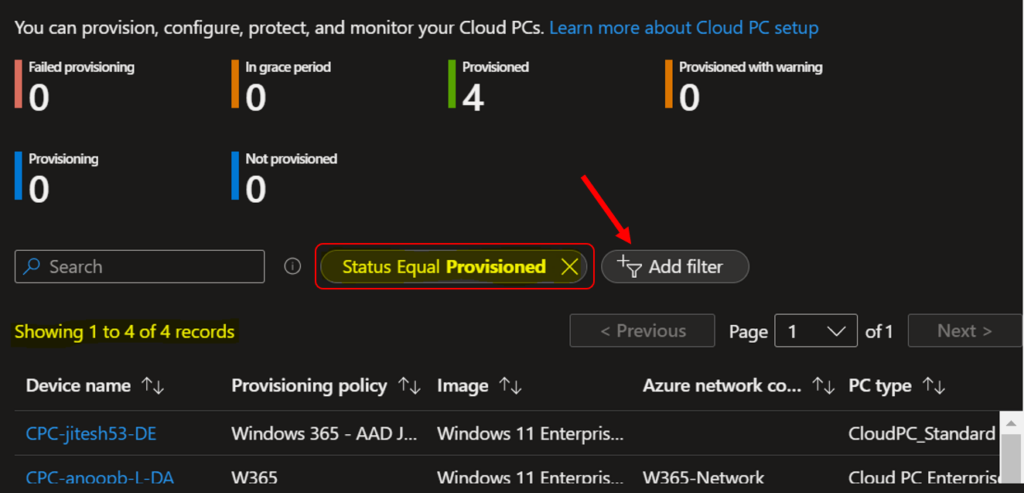 How To Export Windows 365 Cloud PC Names 4 Filter Cloud PC Status - Export Windows 365 Cloud PC Names 4