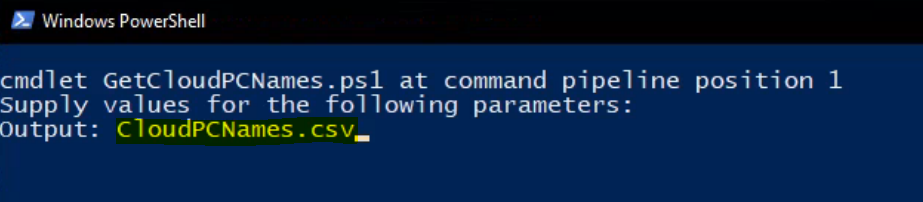 Specify Output file name - Export Windows 365 Cloud PC Names Using PowerShell 9