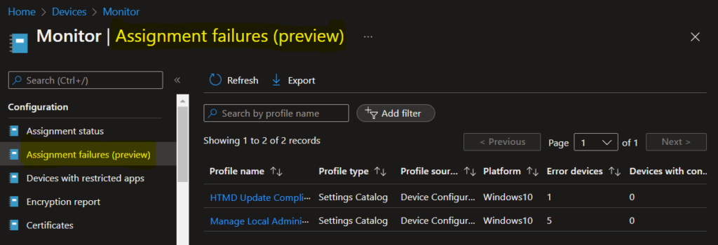 Intune Policy Assignment Failure Report 2 Monitor Assignment failures - Intune Policy Assignment Failure Report 2