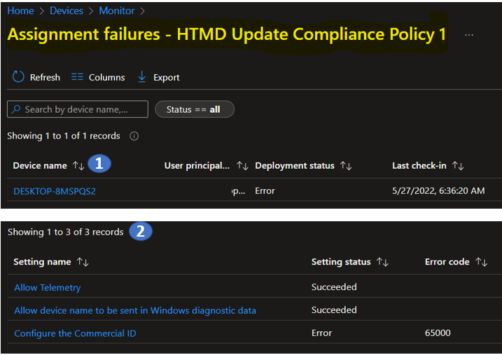 Intune Policy Assignment Failure Report 3 Policies Status - Intune Policy Assignment Failure Report 3