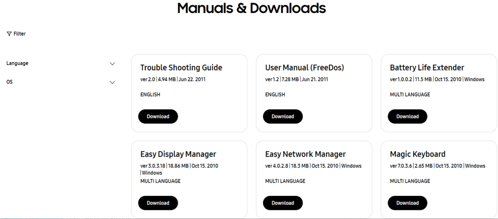 Find Drivers, Click on Download - Download Samsung Driver Packs for SCCM 5