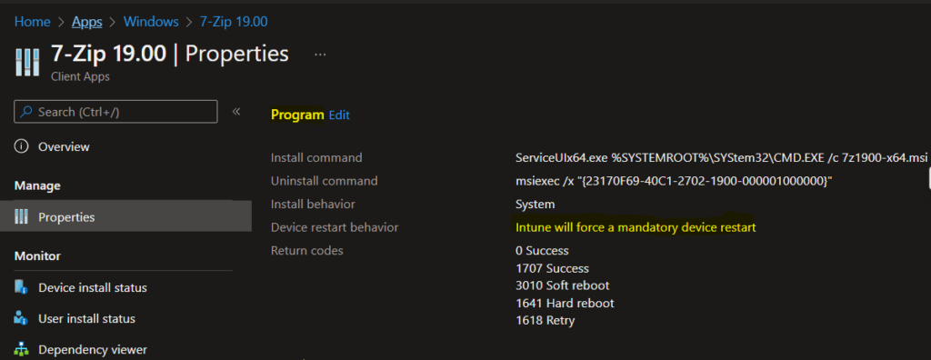 Intune Win32 Apps - Device Restart Behavior
