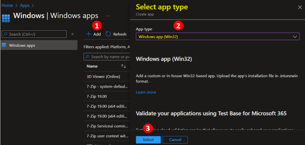 Select Windows app (Win32) - Deploy Windows Update Offline Using Intune 5