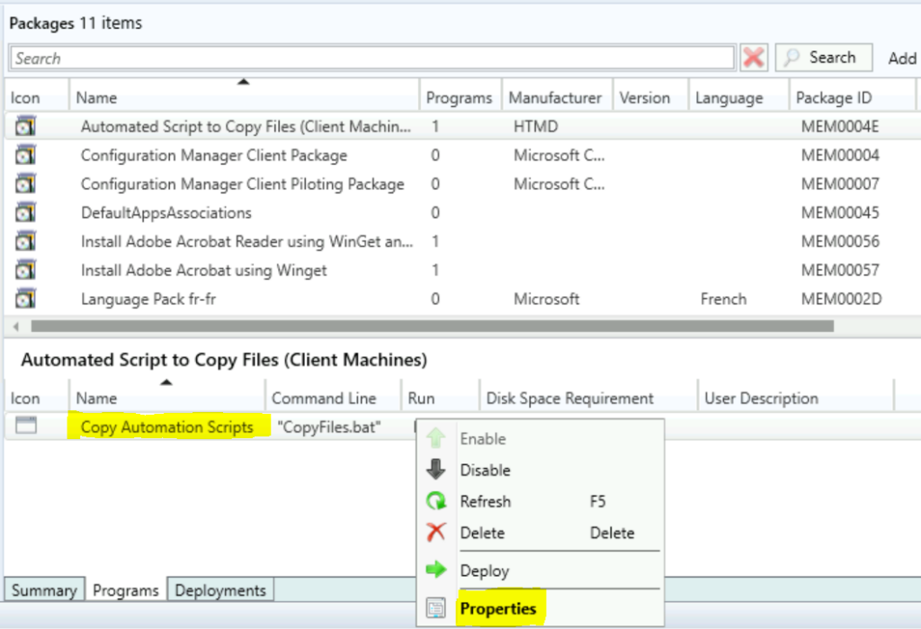 Click on Properties - Change SCCM Package Maximum Run Time 