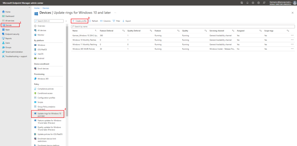 How to Configure Windows Update for Business using Intune - Create an updated ring