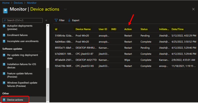 Intune Device Action Status Report HTMD Blog
