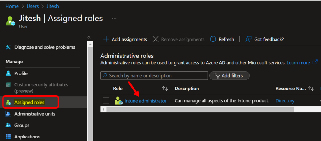 Intune Assigned Roles