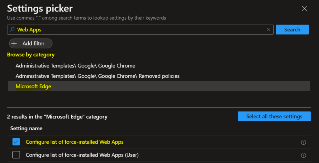 Deploy Progressive Web App PWAs Using Intune 5 Select Microsoft Edge - Configure list of forced installed Web Apps