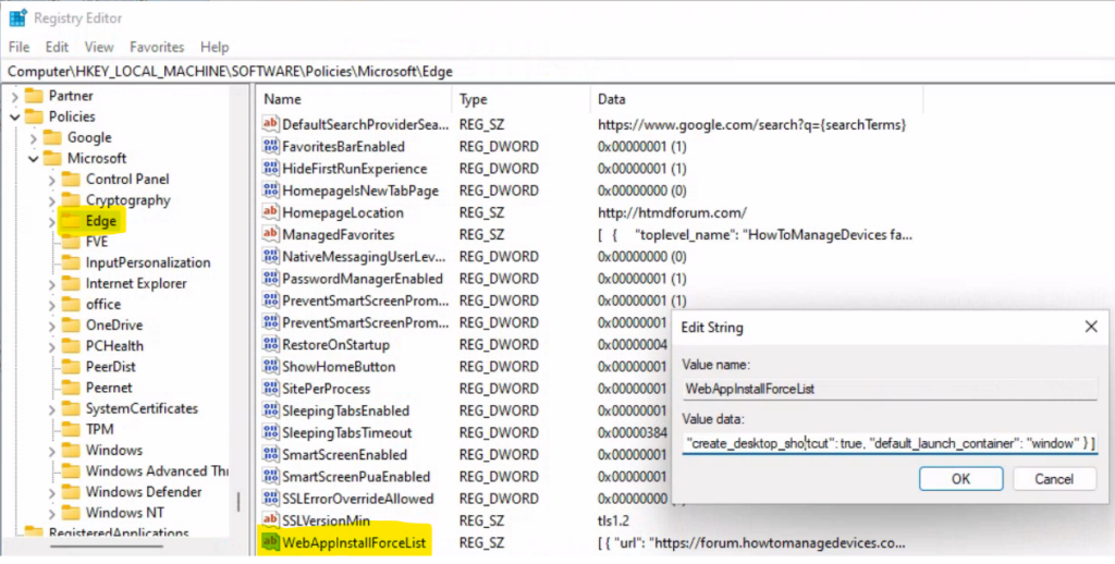 Validate Registry - Deploy Progressive Web App PWAs Using Intune