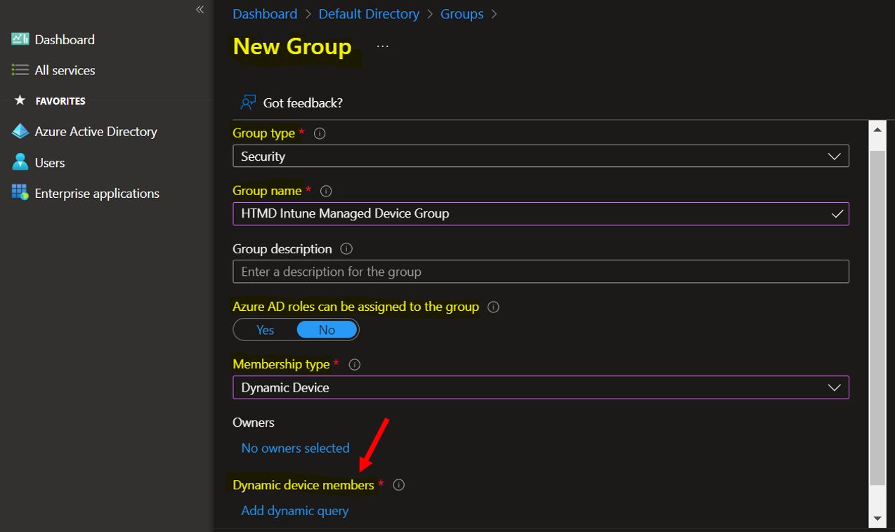 Create AAD Dynamic Groups based on MDM Intune SCCM Management HTMD