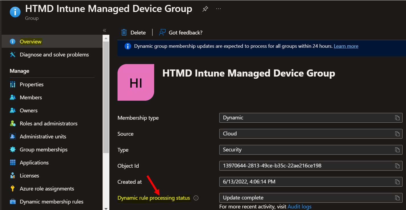 Create AAD Dynamic Groups based on MDM Intune SCCM Management HTMD