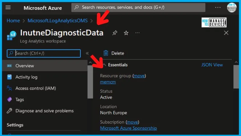 Intune Diagnostics Settings Log Analytics KQL Queries Azure Subscription Missing Issue 4