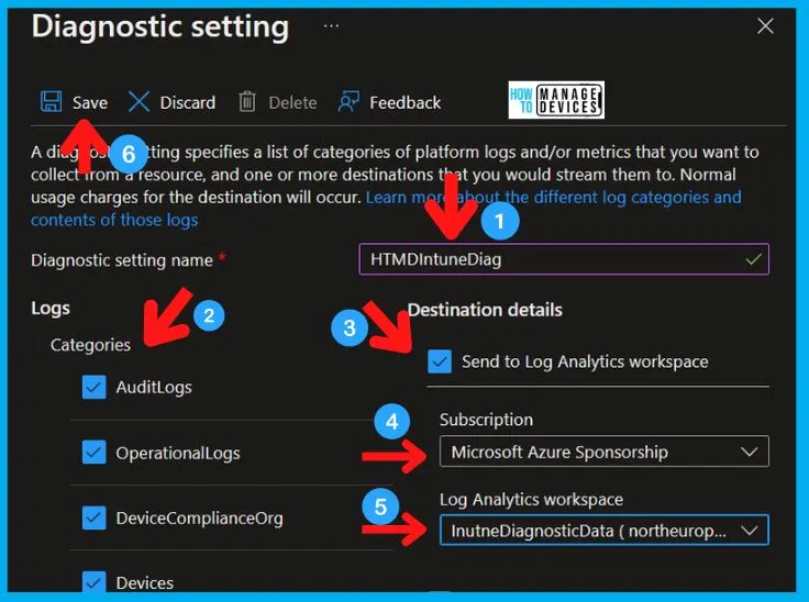 Intune Diagnostics Settings Log Analytics KQL Queries Azure Subscription Missing Issue 8