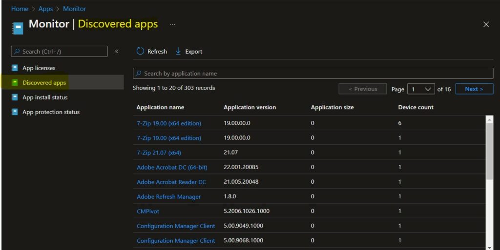 Select Discovered Apps - Get Application Version Details From Intune 2