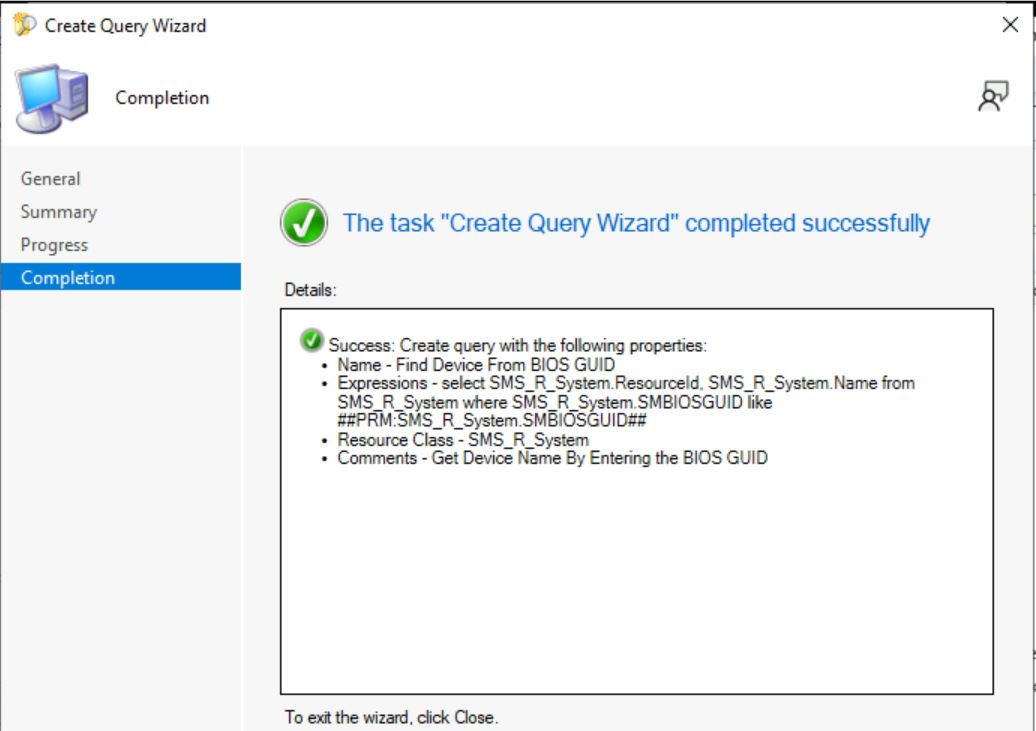 Create SCCM Query Find Device From BIOS GUID HTMD Blog