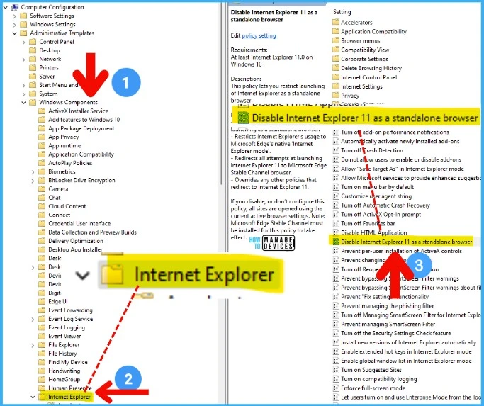 Group Policy Settings to Disable IE 11 Browser Application 1