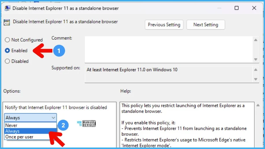 Group Policy Settings to Disable IE 11 Browser Application 2