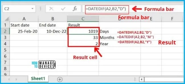 DATEDIF() function in Excel - 4 Easy ways to Calculate Days in between Dates 8