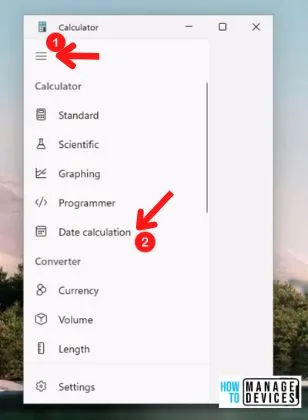 Calculator app in Windows 11 - 4 Easy ways to Calculate Days in between Dates 2