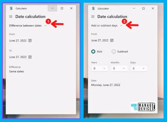 Calculator app in Windows 11 - 4 Easy ways to Calculate Days in between Dates 3