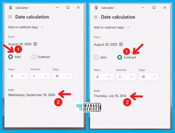 Add or Subtract days using Windows Calculator - 4 Easy ways to Calculate Days in between Dates 5